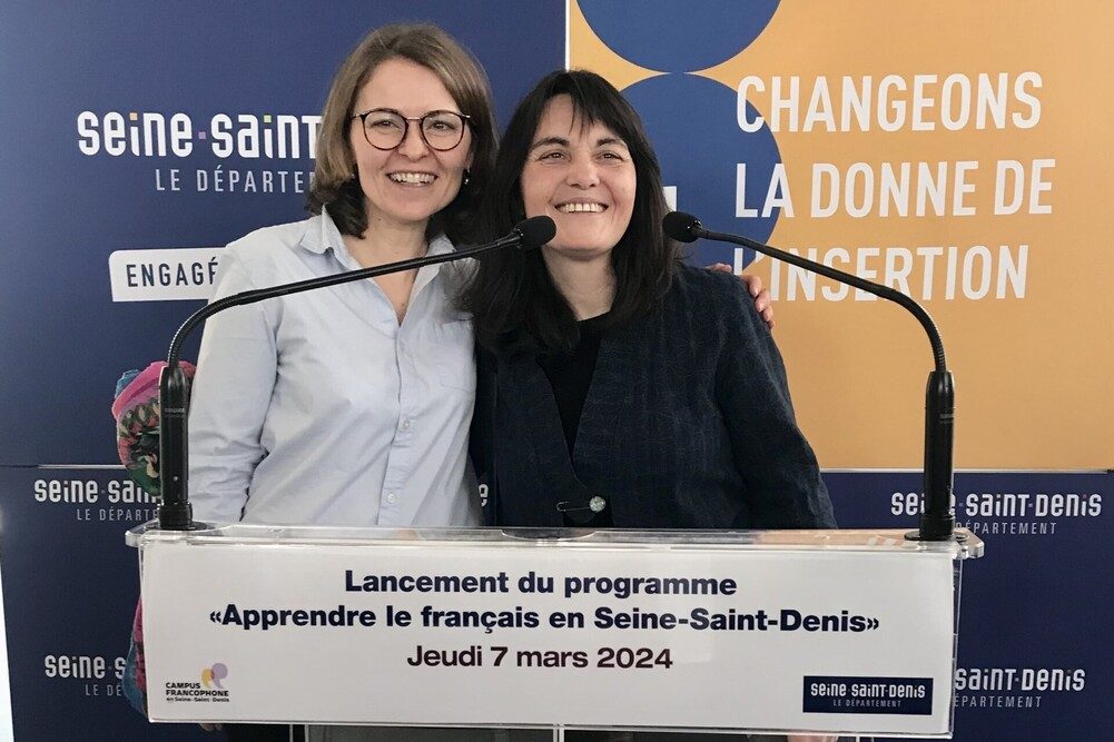 À droite, Hélène Suet, cheffe de service adjointe emploi-formation à la direction de l'insertion, de l'emploi et de l'économie solidaire du Conseil départemental de Seine-Saint-Denis.